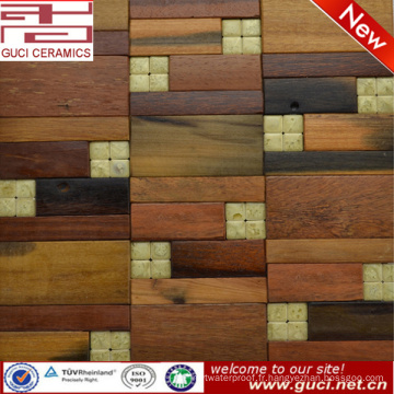 2016 nouveau design vente chaude boutique mur mixte bois mosaïque carrelage en marbre